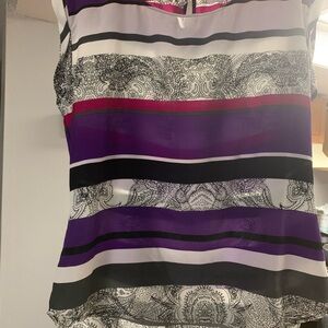 New York & Company Purple, Black and White Striped Paisley Sleeveless Camisole